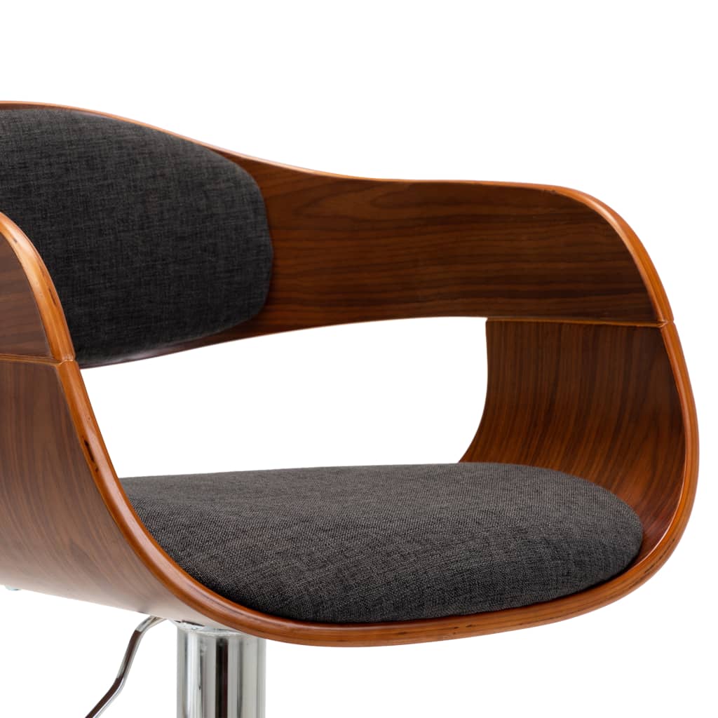 vidaXL Scaun de bar, gri, lemn curbat și material textil vidaXL Scaun de bar, gri, lemn curbat și material textil