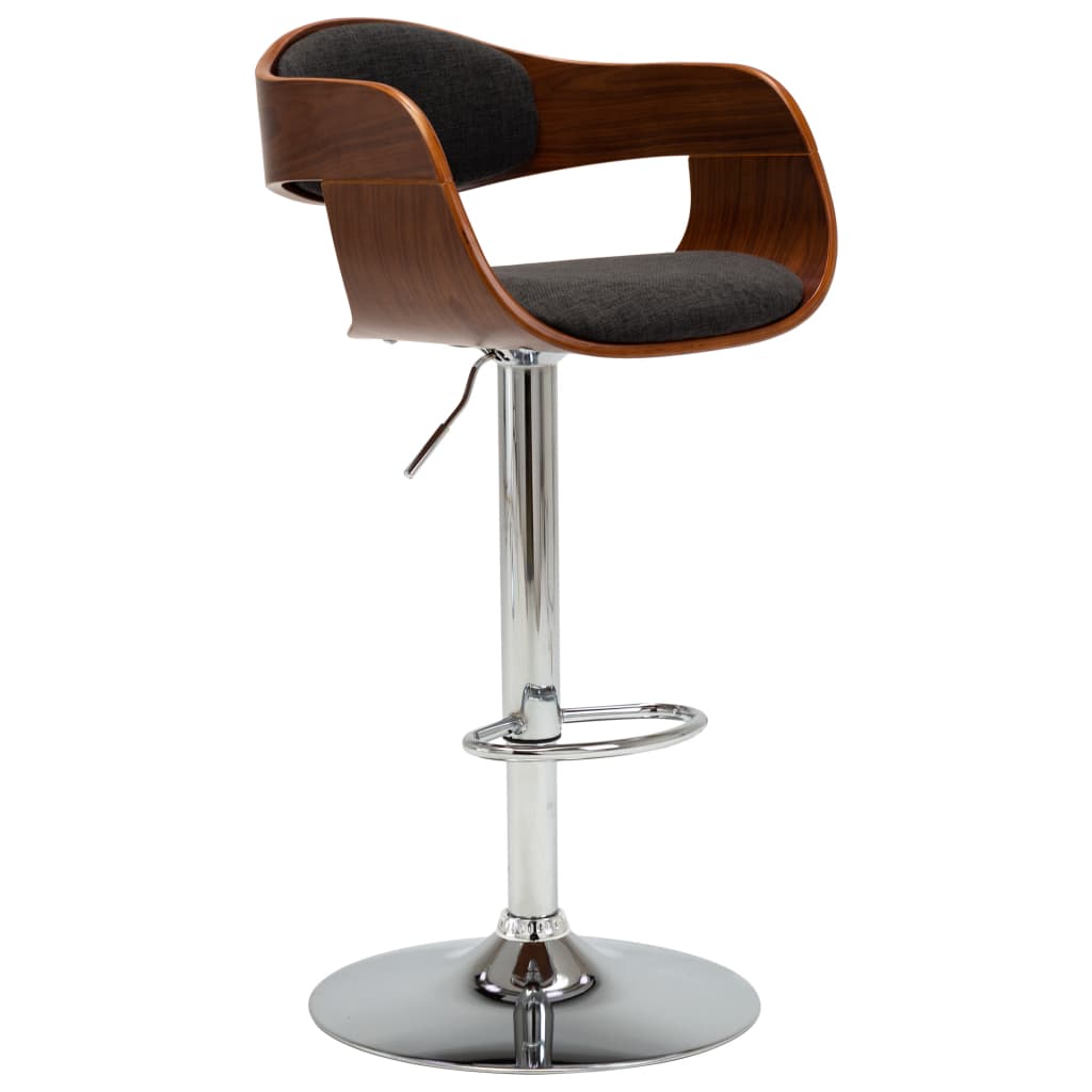 vidaXL Scaun de bar, gri, lemn curbat și material textil vidaXL Scaun de bar, gri, lemn curbat și material textil