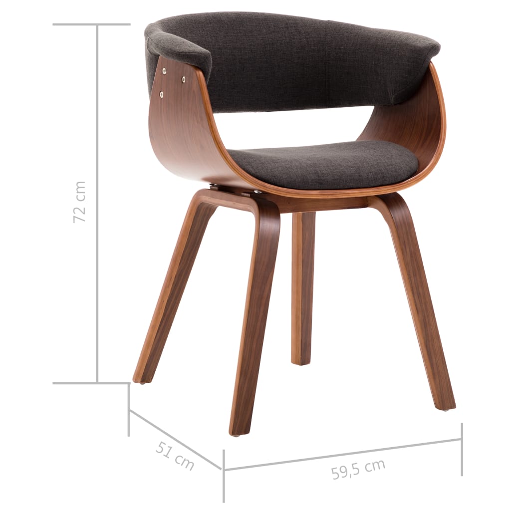 vidaXL Scaun de bucătărie, gri, lemn curbat și material textil