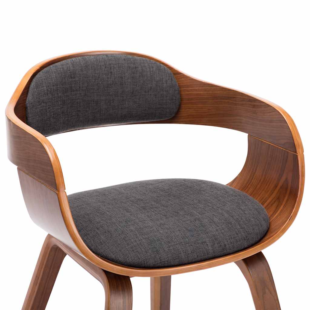vidaXL Scaun de bucătărie, gri închis, material textil și lemn curbat vidaXL Scaun de bucătărie, gri închis, material textil și lemn curbat