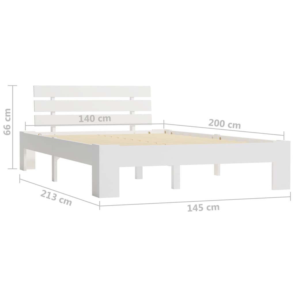 vidaXL Cadru de pat cu tăblie, alb, 140x200 cm, lemn masiv de pin vidaXL Cadru de pat cu tăblie, alb, 140x200 cm, lemn masiv de pin