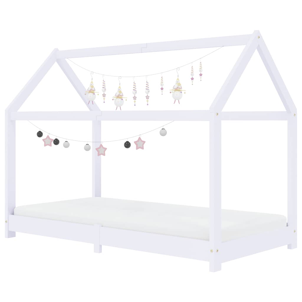 vidaXL Cadru pat de copii, alb, 70 x 140 cm, lemn masiv de pin vidaXL Cadru pat de copii, alb, 70 x 140 cm, lemn masiv de pin