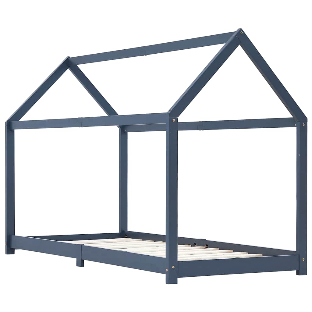 vidaXL Cadru de pat pentru copii, gri, 90 x 200 cm, lemn masiv de pin vidaXL Cadru de pat pentru copii, gri, 90 x 200 cm, lemn masiv de pin