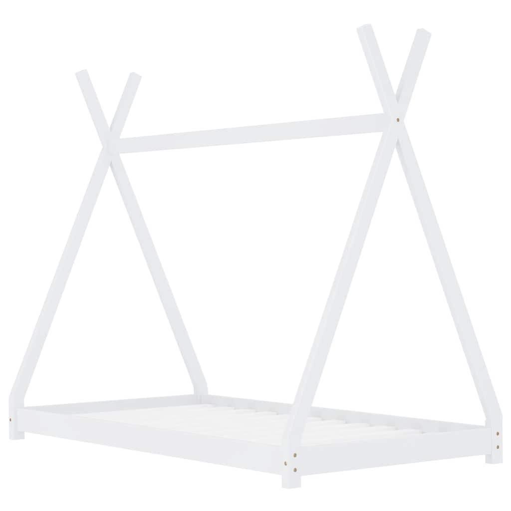 vidaXL Cadru pat de copii, alb, 70 x 140 cm, lemn masiv de pin vidaXL Cadru pat de copii, alb, 70 x 140 cm, lemn masiv de pin