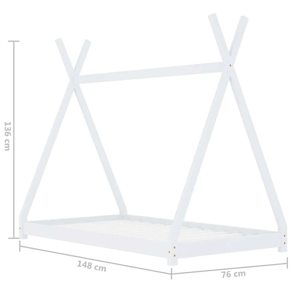 vidaXL Cadru pat de copii, alb, 70 x 140 cm, lemn masiv de pin vidaXL Cadru pat de copii, alb, 70 x 140 cm, lemn masiv de pin