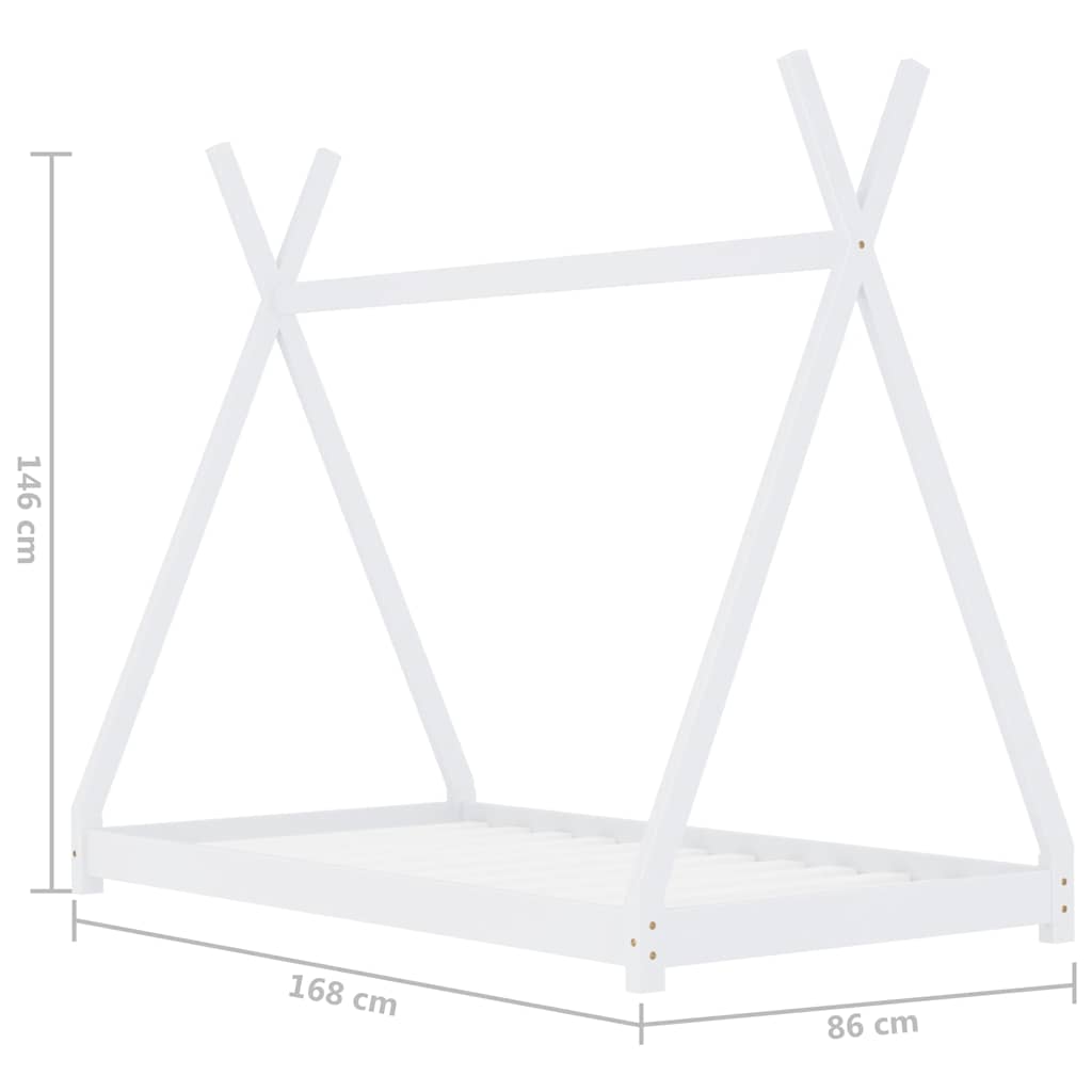 vidaXL Cadru pat de copii, alb, 80x160 cm, lemn masiv de pin