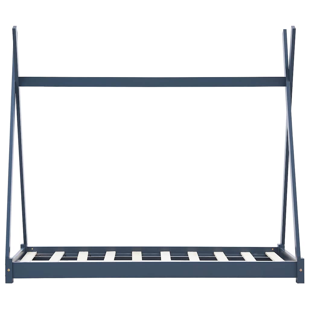vidaXL Cadru de pat pentru copii, gri, 90 x 200 cm, lemn masiv de pin