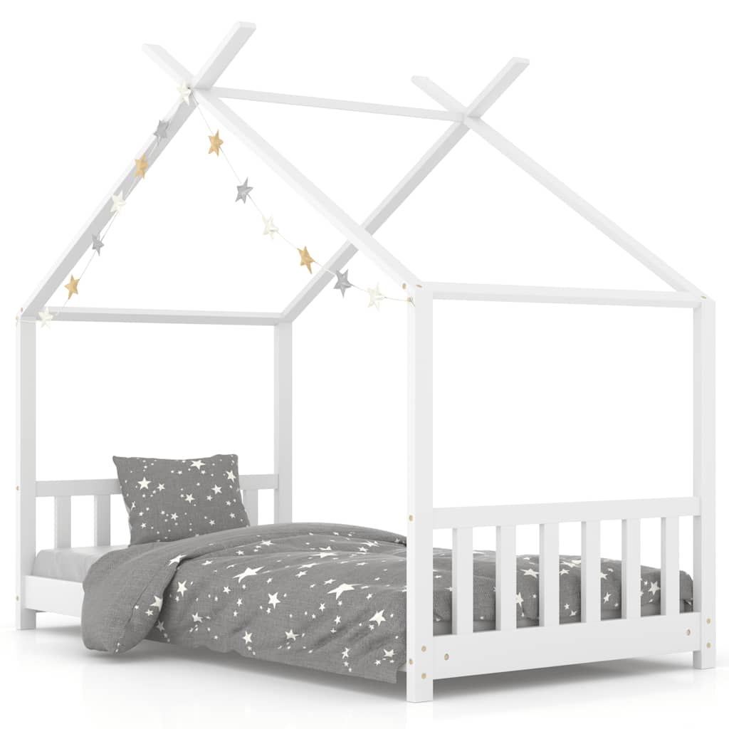 vidaXL Cadru de pat pentru copii, alb, 70 x 140 cm, lemn masiv de pin vidaXL Cadru de pat pentru copii, alb, 70 x 140 cm, lemn masiv de pin