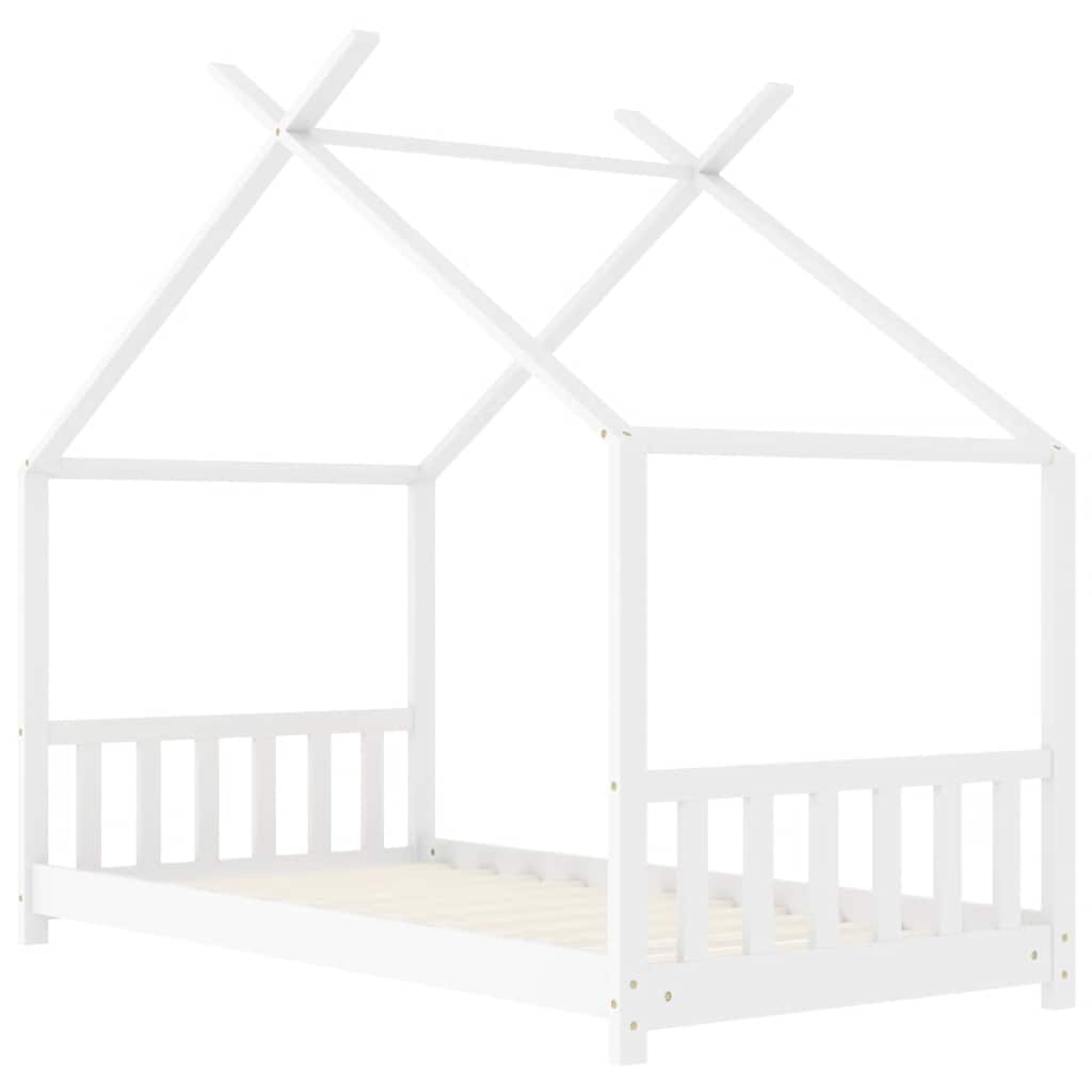 vidaXL Cadru de pat pentru copii, alb, 70 x 140 cm, lemn masiv de pin vidaXL Cadru de pat pentru copii, alb, 70 x 140 cm, lemn masiv de pin