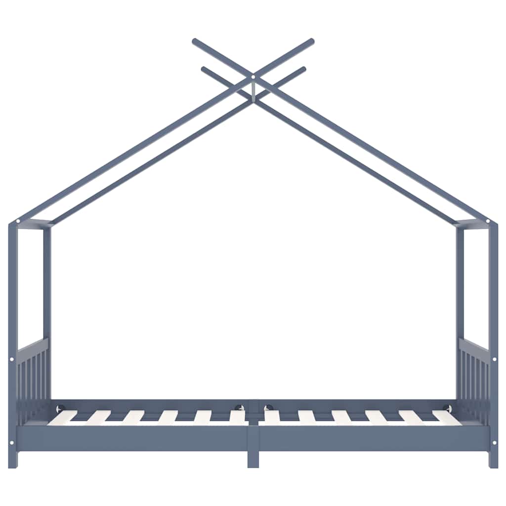 vidaXL Cadru de pat pentru copii, gri, 90 x 200 cm, lemn masiv de pin vidaXL Cadru de pat pentru copii, gri, 90 x 200 cm, lemn masiv de pin