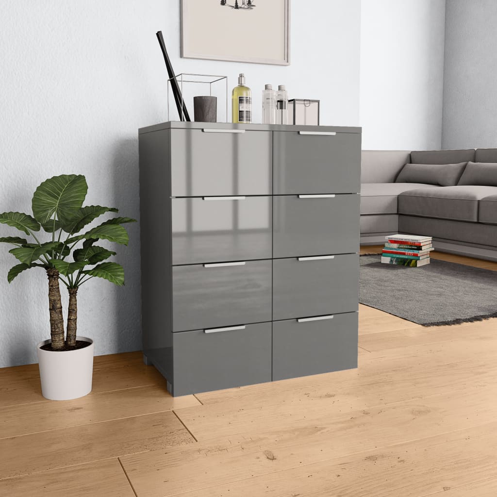 vidaXL Dulap, gri extralucios, 60x35x80 cm, lemn prelucrat vidaXL Dulap, gri extralucios, 60x35x80 cm, lemn prelucrat