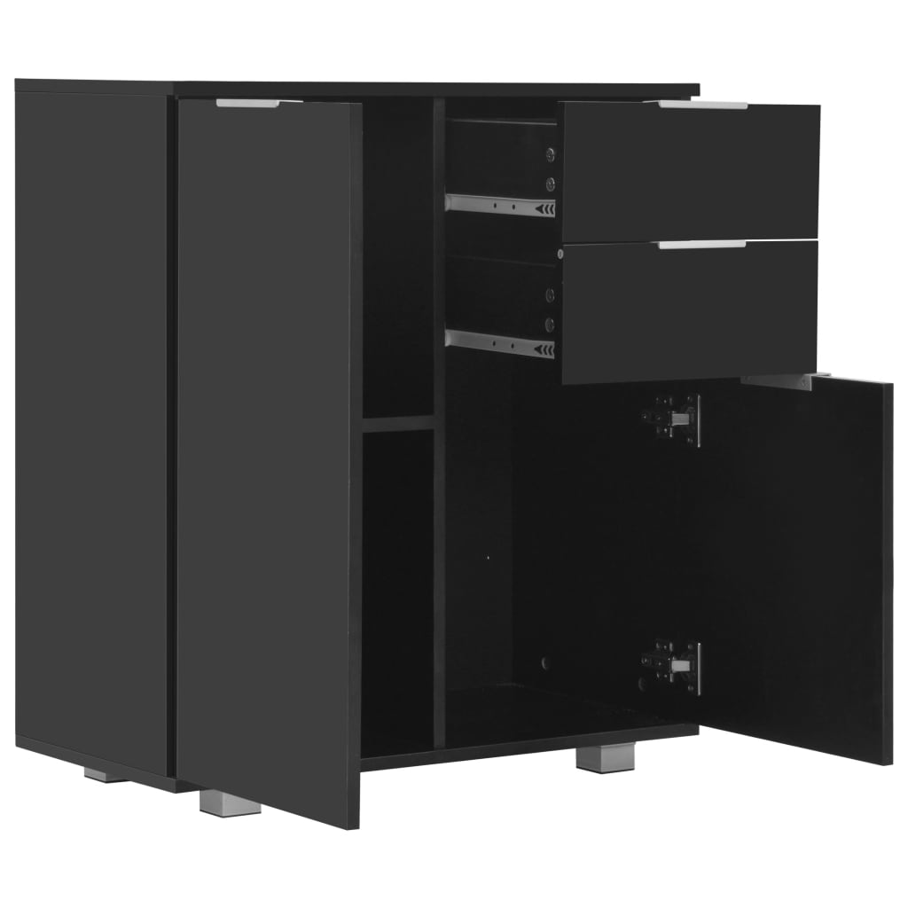 vidaXL Dulap, negru extralucios, 71x35x80 cm, lemn prelucrat