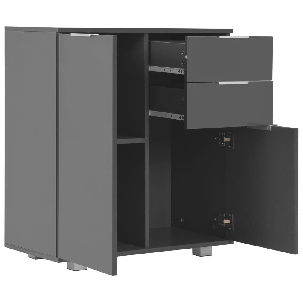 vidaXL Dulap, gri extralucios, 71x35x80 cm, lemn prelucrat