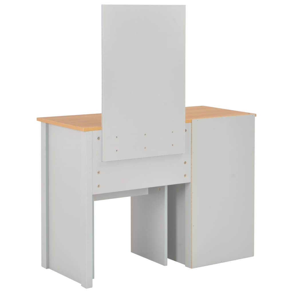 vidaXL Masă de toaletă cu oglindă și taburet, gri, 104x45x131 cm vidaXL Masă de toaletă cu oglindă și taburet, gri, 104x45x131 cm