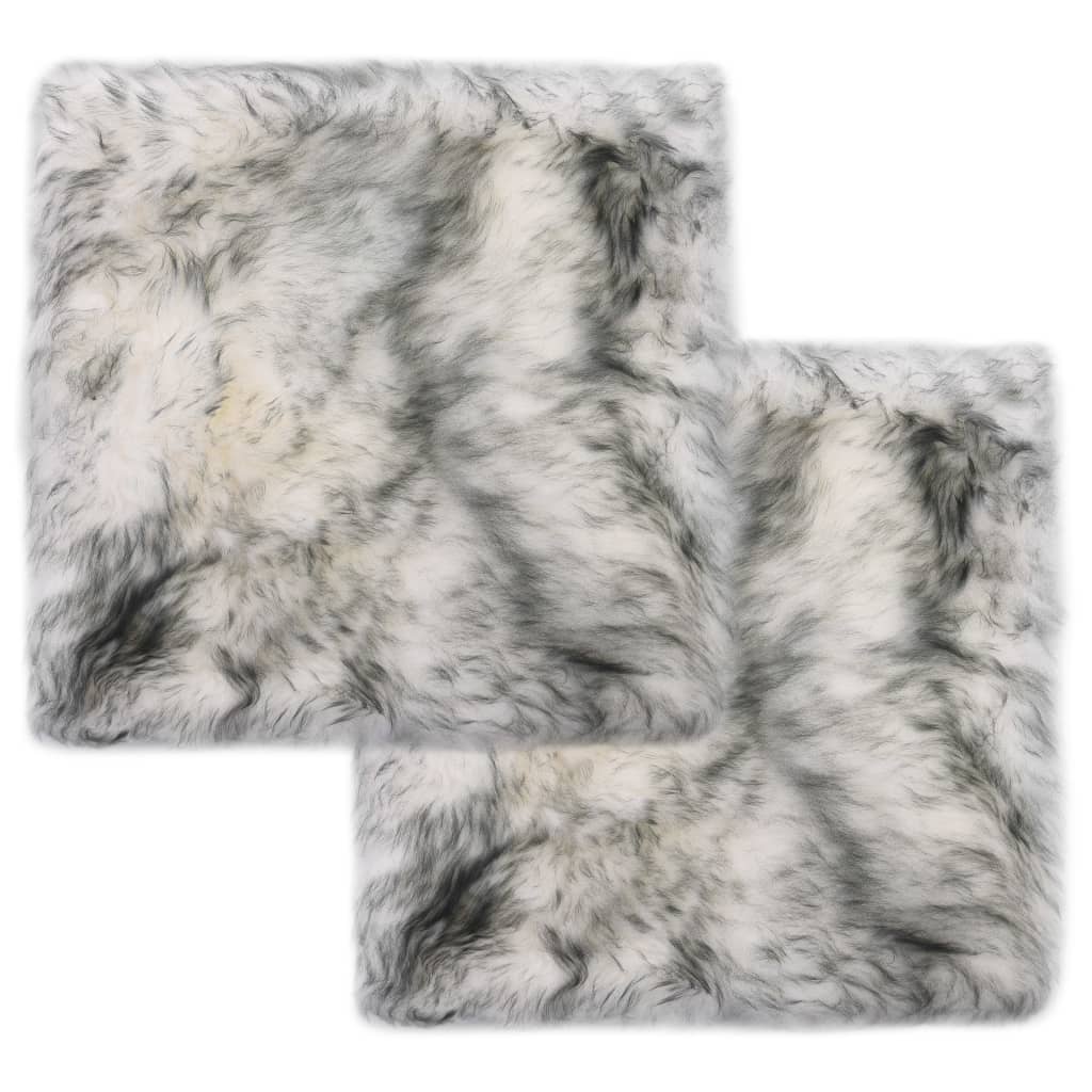 vidaXL Pernuțe scaun 2 buc., gri închis, 40x40 cm, piele oaie naturală vidaXL Pernuțe scaun 2 buc., gri închis, 40x40 cm, piele oaie naturală