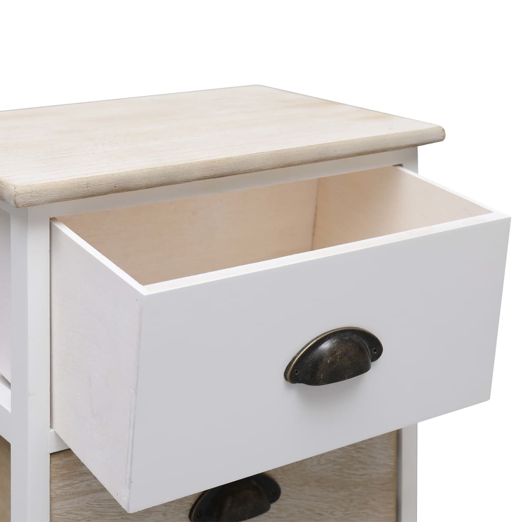 vidaXL Noptiere, 2 buc., alb & natural, 38x28x45 cm, lemn paulownia vidaXL Noptiere, 2 buc., alb & natural, 38x28x45 cm, lemn paulownia