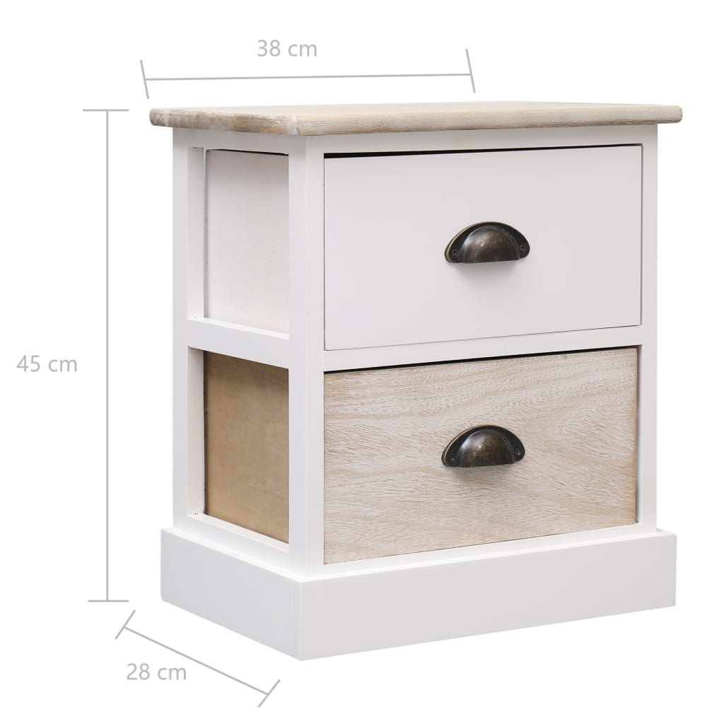 vidaXL Noptiere, 2 buc., alb & natural, 38x28x45 cm, lemn paulownia vidaXL Noptiere, 2 buc., alb & natural, 38x28x45 cm, lemn paulownia