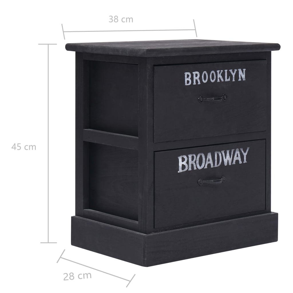 vidaXL Noptiere, 2 buc., negre, 38 x 28 x 45 cm, lemn de paulownia vidaXL Noptiere, 2 buc., negre, 38 x 28 x 45 cm, lemn de paulownia