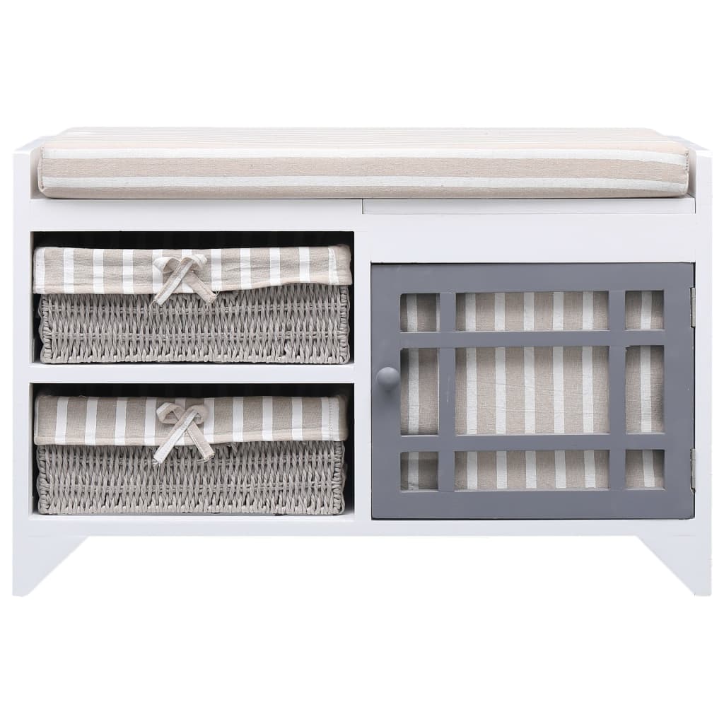 vidaXL Bancă de hol, alb, 70x33,5x45 cm, lemn de paulownia