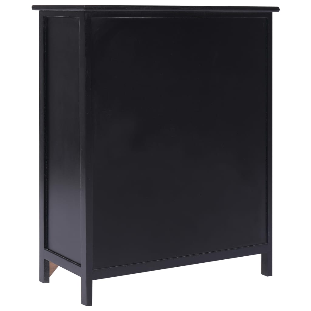 vidaXL Dulap lateral, negru, 60 x 30 x 75 cm, lemn de paulownia