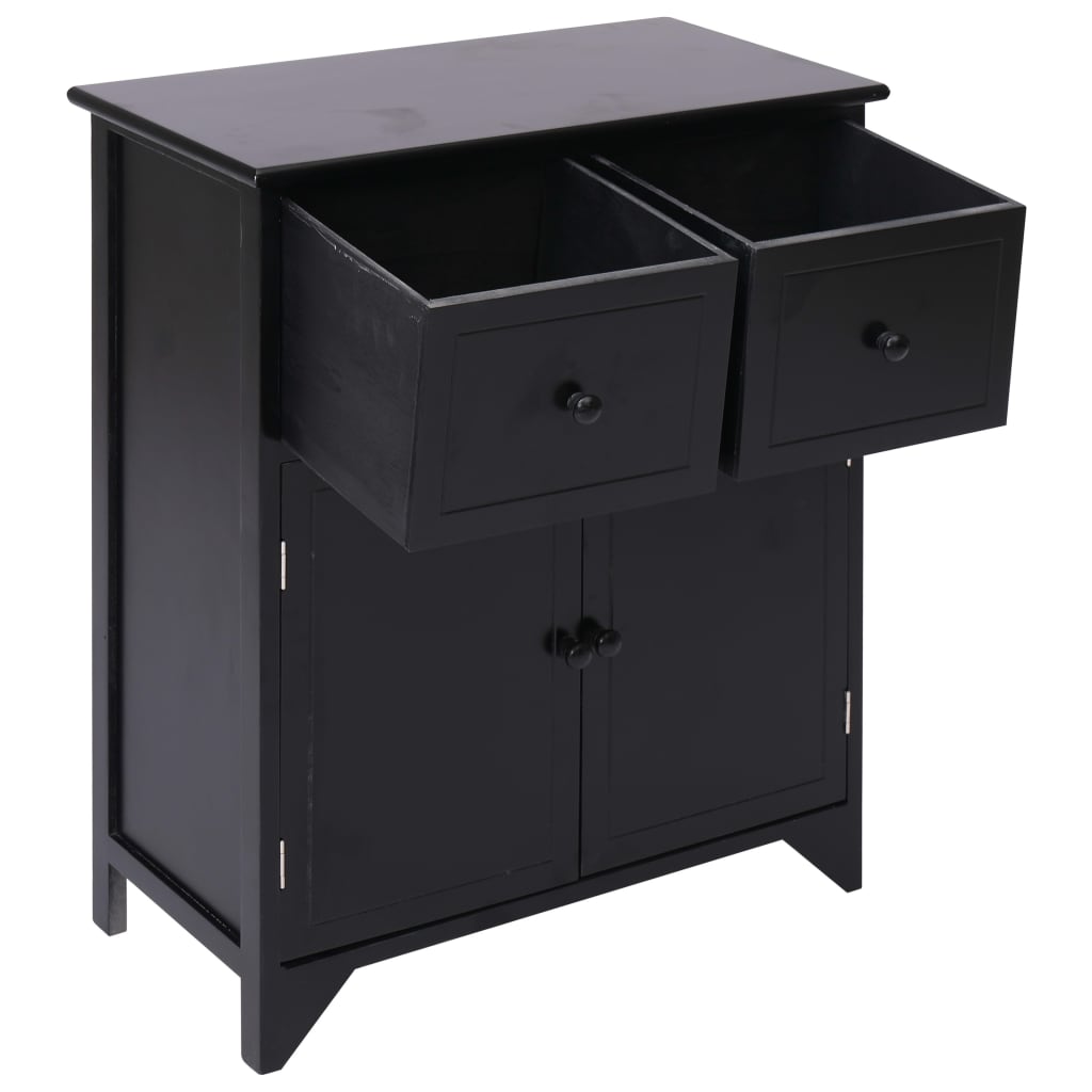 vidaXL Dulap lateral, negru, 60 x 30 x 75 cm, lemn de paulownia