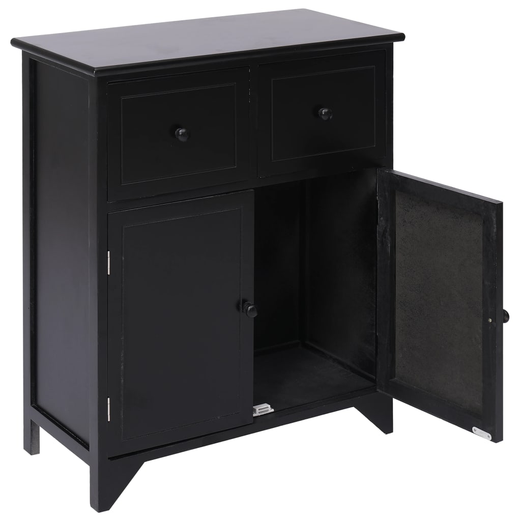 vidaXL Dulap lateral, negru, 60 x 30 x 75 cm, lemn de paulownia
