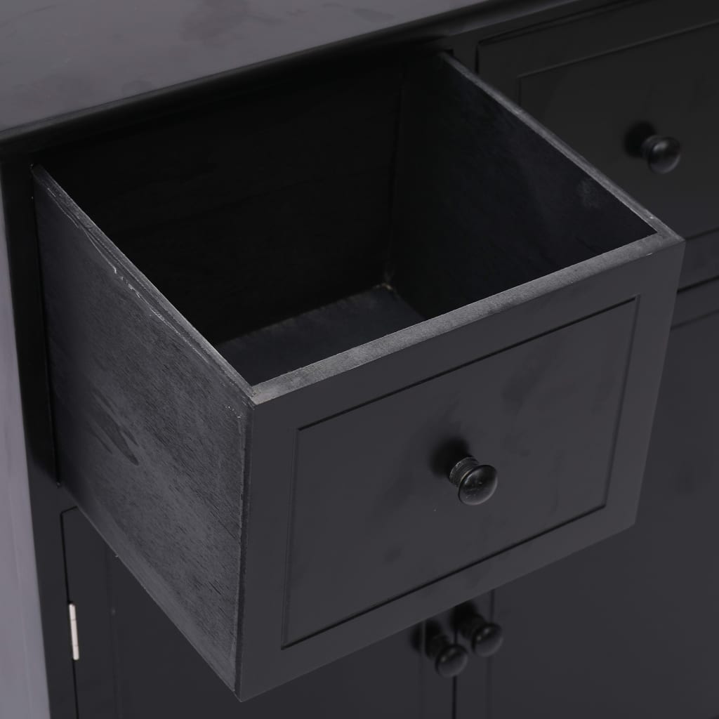 vidaXL Dulap lateral, negru, 60 x 30 x 75 cm, lemn de paulownia
