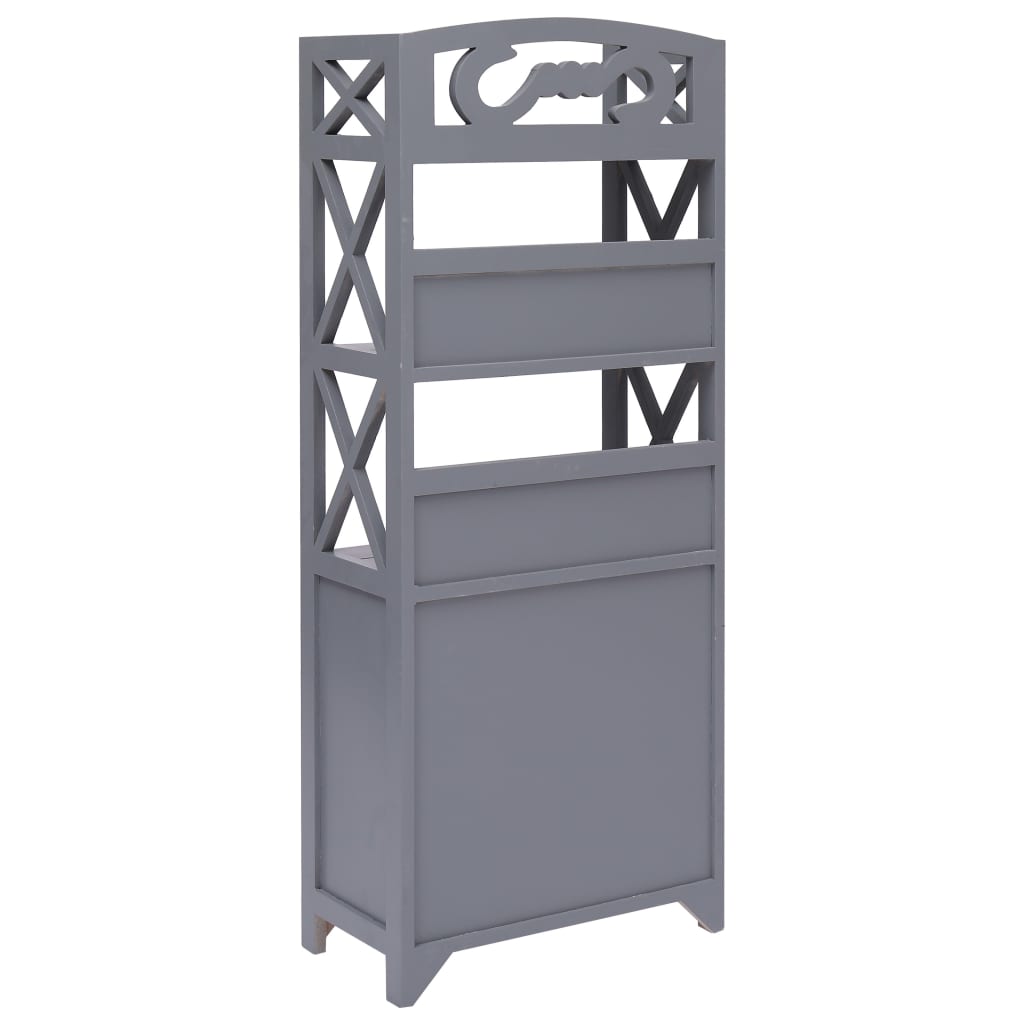 vidaXL Dulap de baie, gri, 46 x 24 x 116 cm, lemn de paulownia
