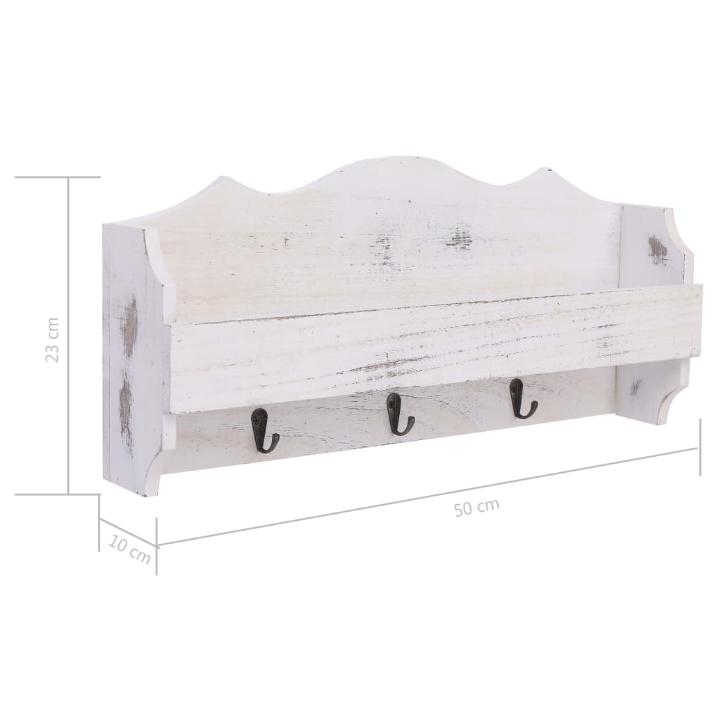 vidaXL Cuier de perete, alb, 50 x 10 x 23 cm, lemn vidaXL Cuier de perete, alb, 50 x 10 x 23 cm, lemn