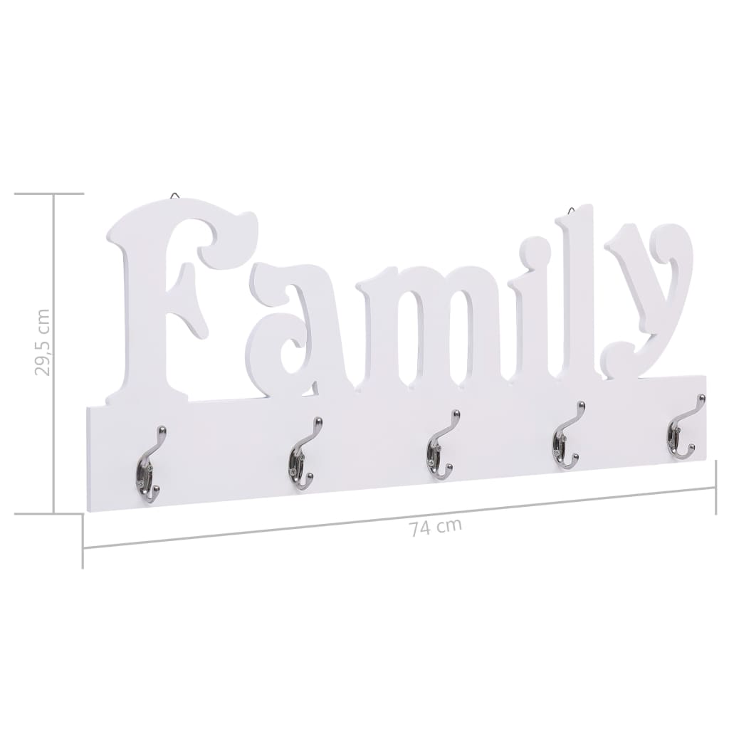 vidaXL Cuier de perete FAMILY, 74 x 29,5 cm