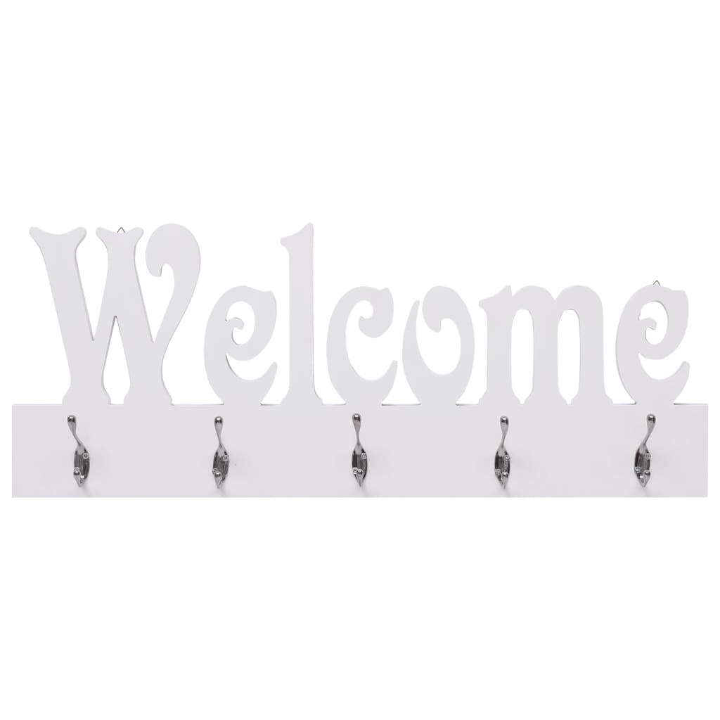 vidaXL Cuier de perete WELCOME, alb, 74 x 29,5 cm