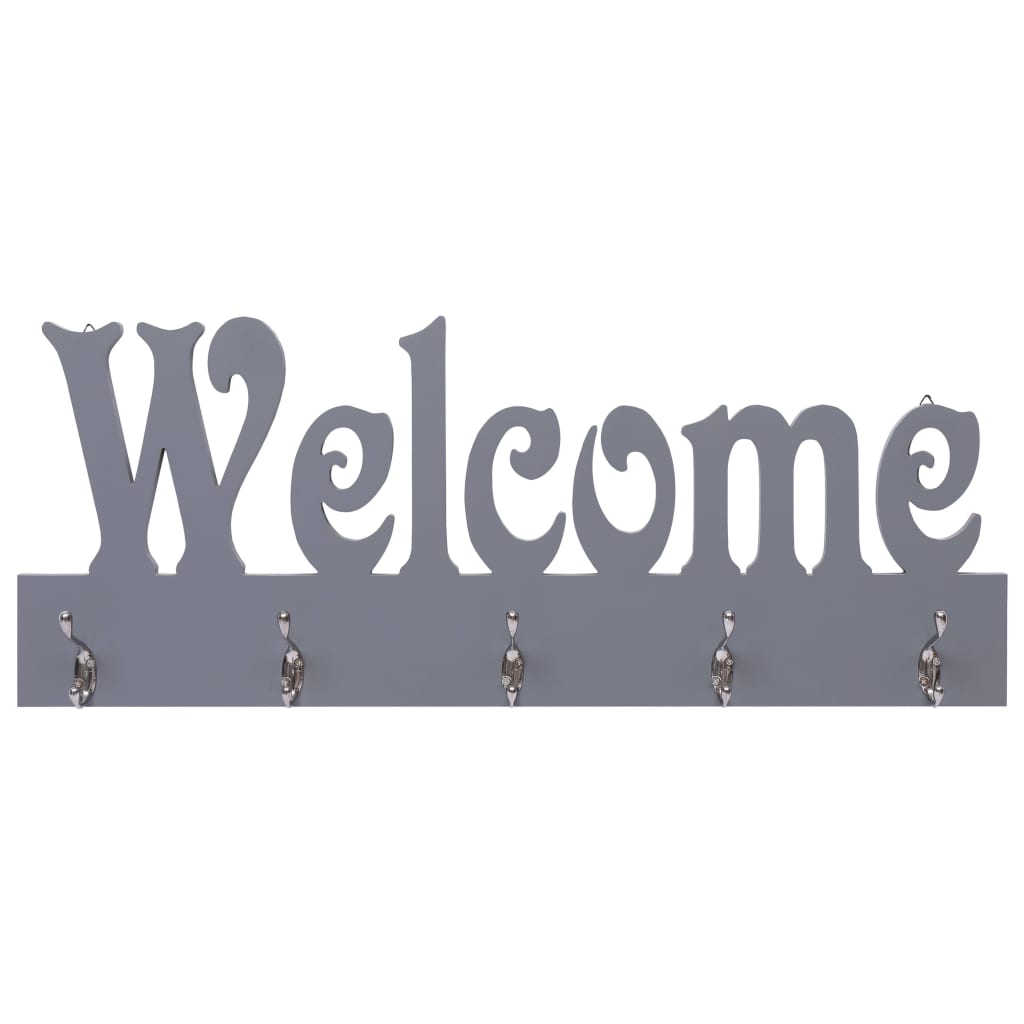 vidaXL Cuier de perete WELCOME, gri, 74 x 29,5 cm