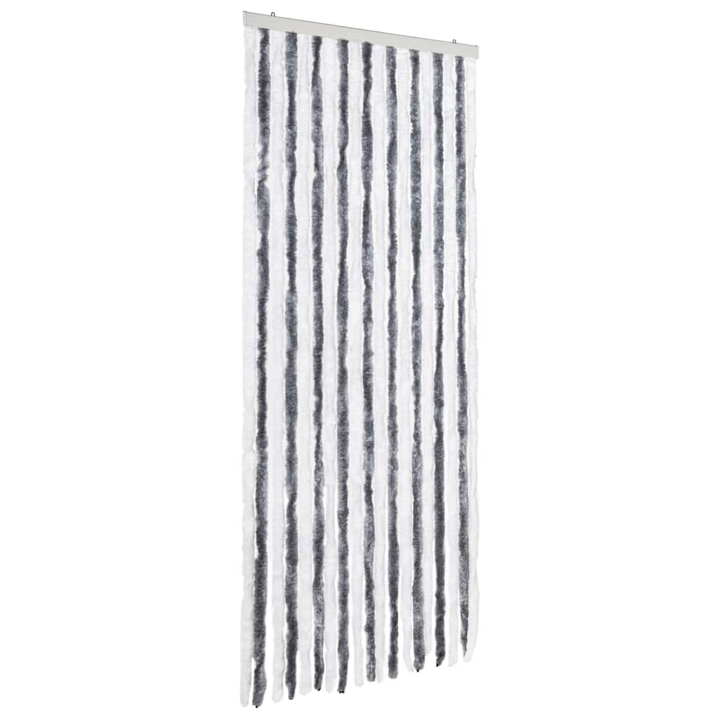 vidaXL Perdea pentru insecte, gri și alb, 56x185 cm, Chenille vidaXL Perdea pentru insecte, gri și alb, 56x185 cm, Chenille
