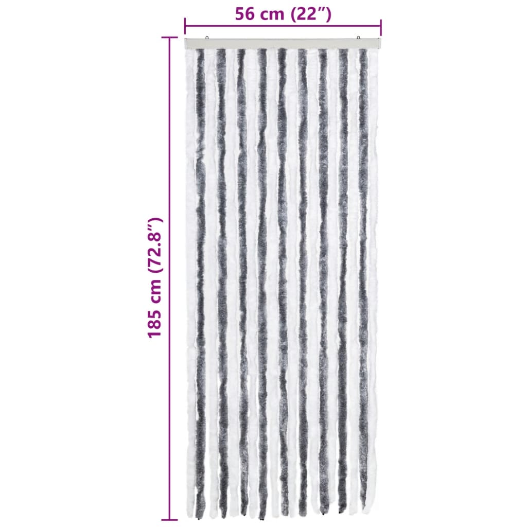 vidaXL Perdea pentru insecte, gri și alb, 56x185 cm, Chenille vidaXL Perdea pentru insecte, gri și alb, 56x185 cm, Chenille