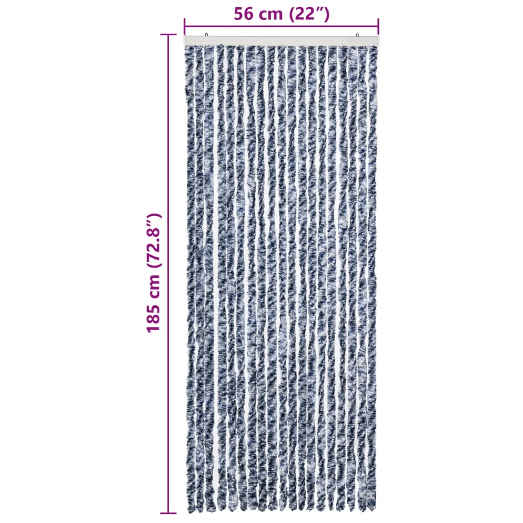 vidaXL Perdea de insecte, albastru, alb, argintiu, 56x185 cm, Chenille