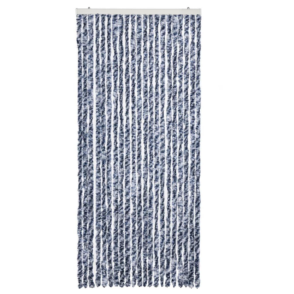 vidaXL Perdea de insecte, albastru, alb, argintiu, 90x220 cm, Chenille vidaXL Perdea de insecte, albastru, alb, argintiu, 90x220 cm, Chenille