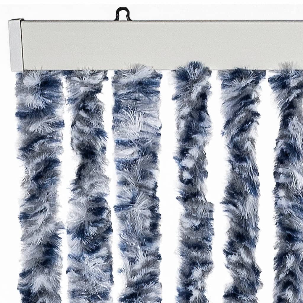 vidaXL Perdea de insecte, albastru, alb, argintiu, 90x220 cm, Chenille vidaXL Perdea de insecte, albastru, alb, argintiu, 90x220 cm, Chenille