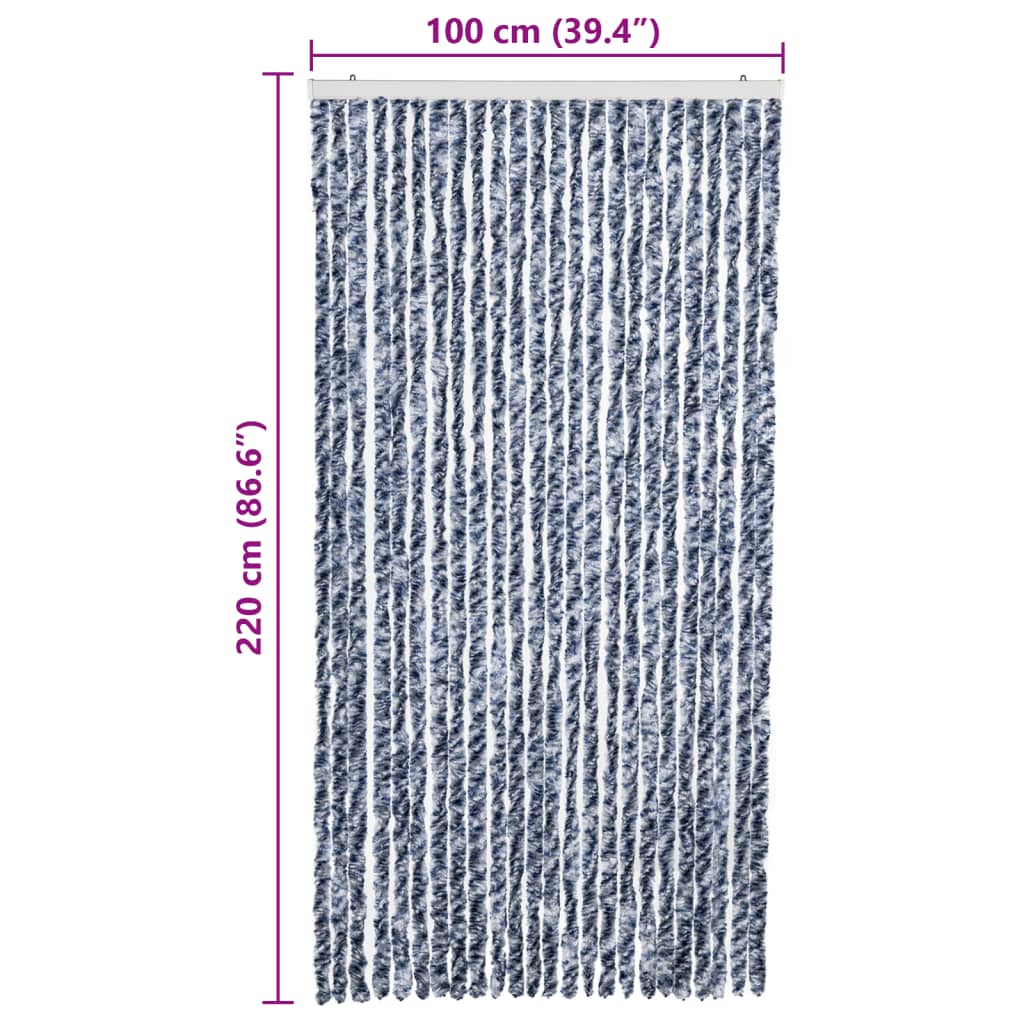 vidaXL Perdea de insecte, albastru, alb, argintiu, 100x220 cm Chenille