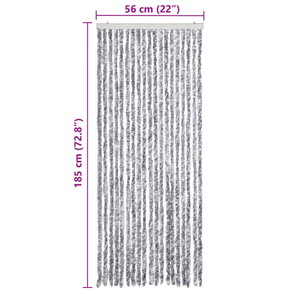 vidaXL Perdea pentru insecte, alb și gri, 56x185 cm, Chenille vidaXL Perdea pentru insecte, alb și gri, 56x185 cm, Chenille