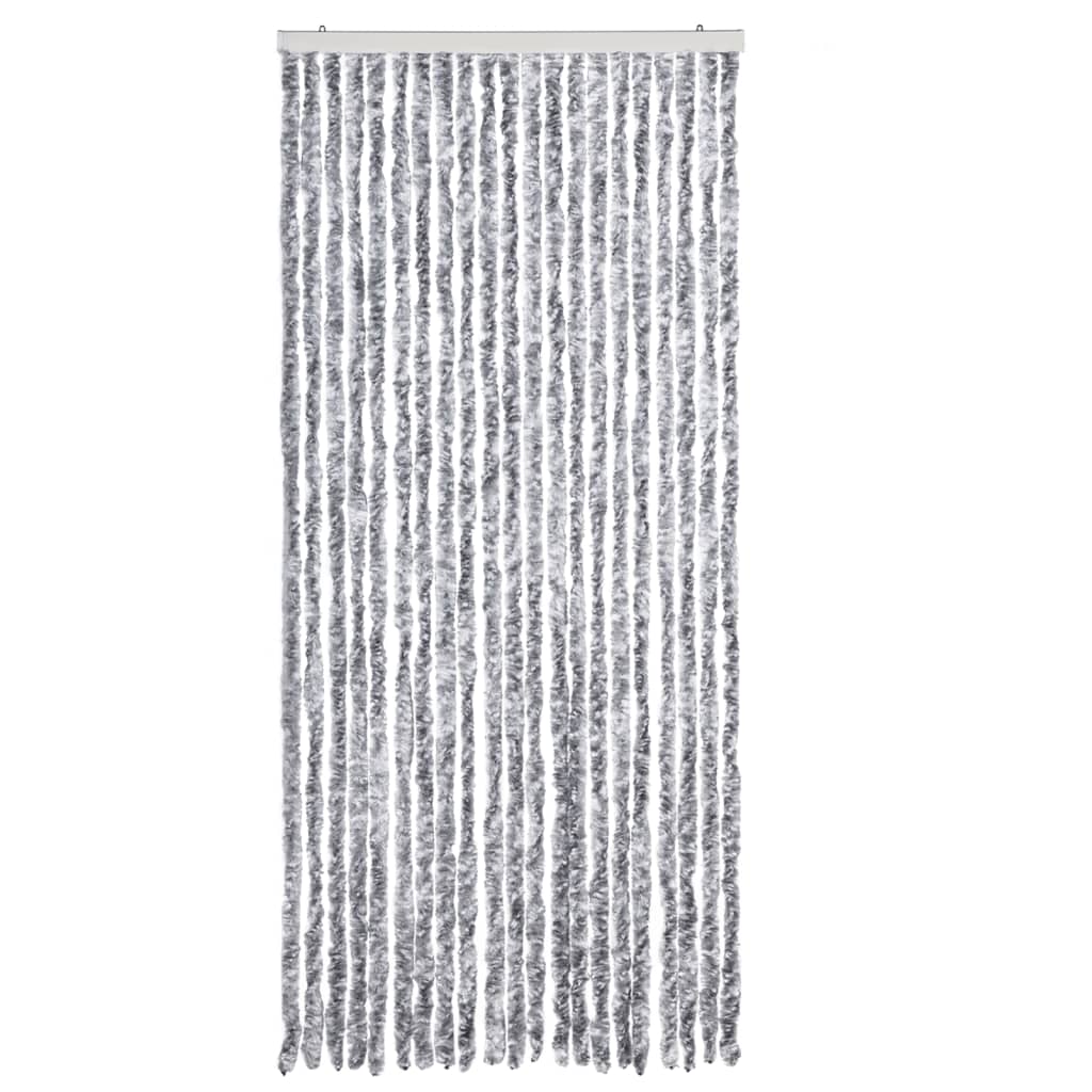 vidaXL Perdea pentru insecte, alb și gri, 90x220 cm, Chenille vidaXL Perdea pentru insecte, alb și gri, 90x220 cm, Chenille