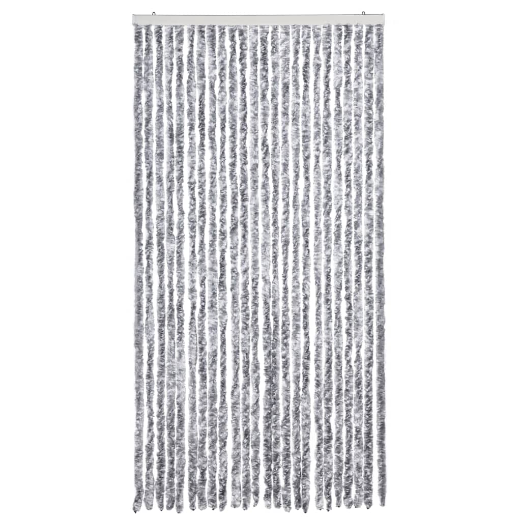 vidaXL Perdea pentru insecte, alb și gri, 100x220 cm, Chenille vidaXL Perdea pentru insecte, alb și gri, 100x220 cm, Chenille