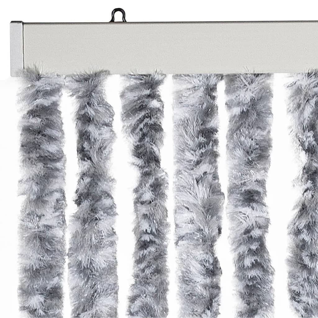 vidaXL Perdea pentru insecte, alb și gri, 100x220 cm, Chenille vidaXL Perdea pentru insecte, alb și gri, 100x220 cm, Chenille
