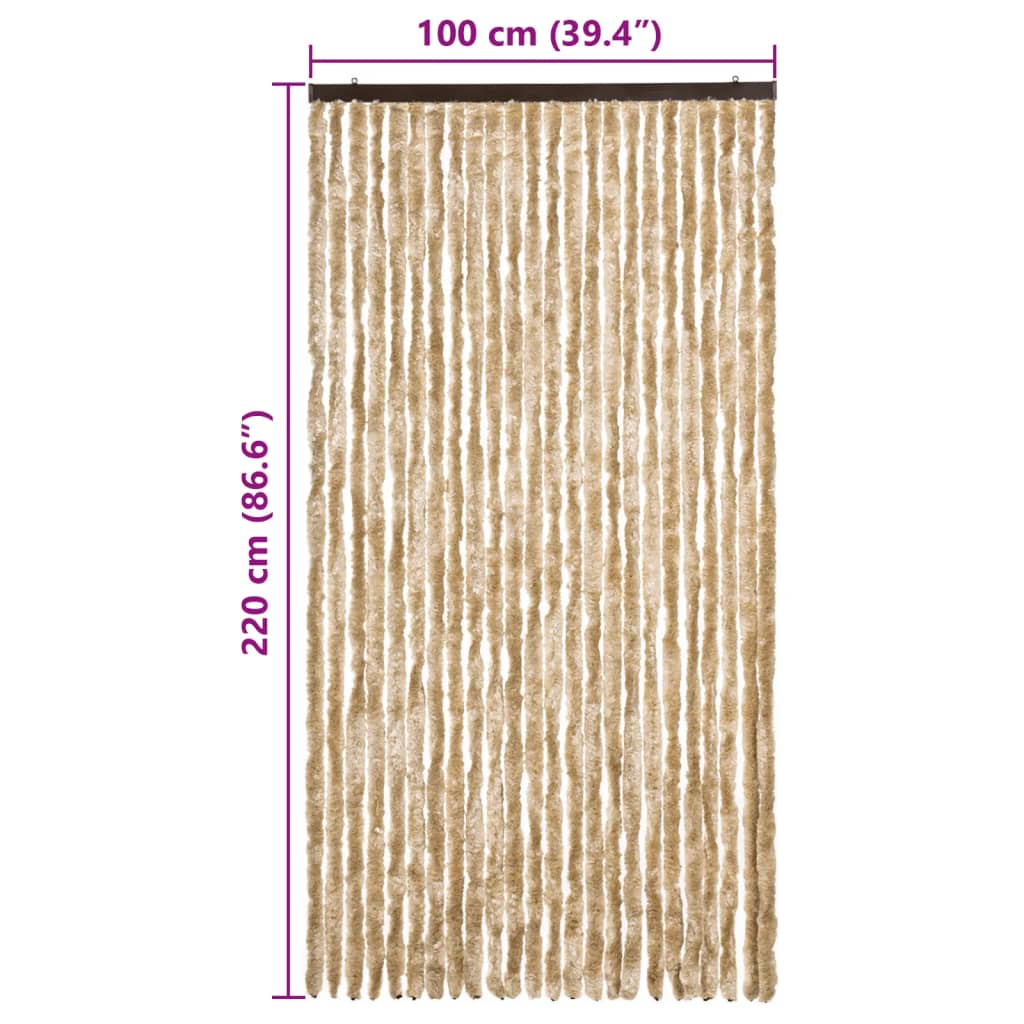 vidaXL Perdea pentru insecte, bej, 100x220 cm, Chenille vidaXL Perdea pentru insecte, bej, 100x220 cm, Chenille