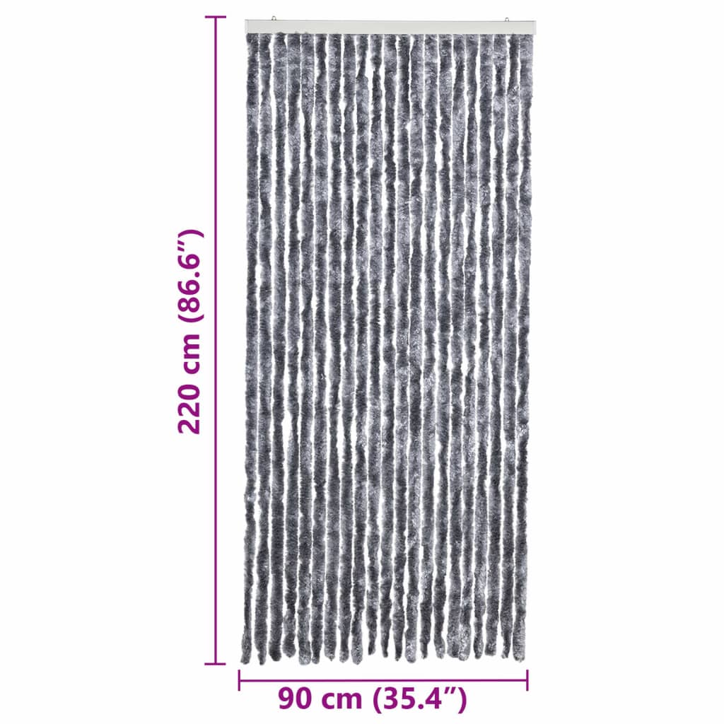 vidaXL Perdea pentru insecte, argintiu, 90x220 cm, Chenille vidaXL Perdea pentru insecte, argintiu, 90x220 cm, Chenille