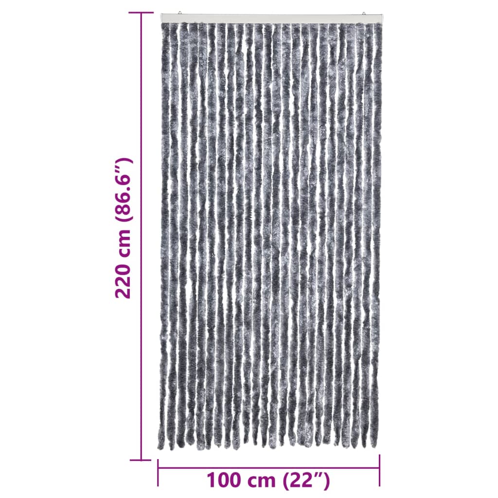 vidaXL Perdea pentru insecte, argintiu, 100x220 cm, Chenille vidaXL Perdea pentru insecte, argintiu, 100x220 cm, Chenille