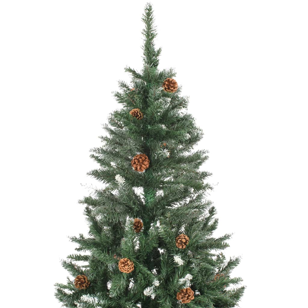 vidaXL Brad de Crăciun artificial cu conuri pin și sclipici alb 210 cm vidaXL Brad de Crăciun artificial cu conuri pin și sclipici alb 210 cm