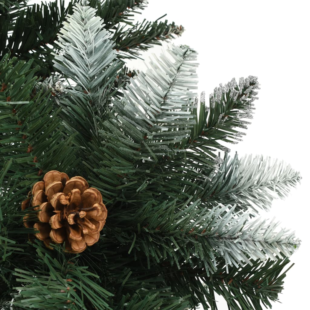 vidaXL Brad de Crăciun artificial cu conuri pin și sclipici alb 210 cm vidaXL Brad de Crăciun artificial cu conuri pin și sclipici alb 210 cm