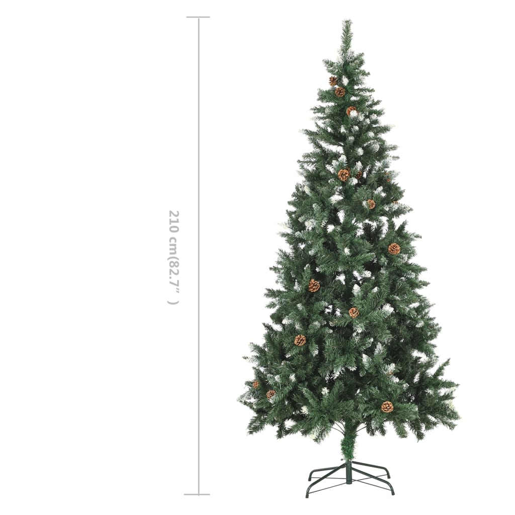 vidaXL Brad de Crăciun artificial cu conuri pin și sclipici alb 210 cm vidaXL Brad de Crăciun artificial cu conuri pin și sclipici alb 210 cm