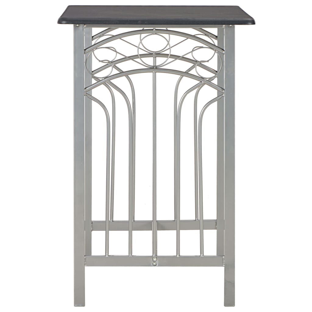 vidaXL Set mobilier de bar, 3 piese, negru, lemn și oțel vidaXL Set mobilier de bar, 3 piese, negru, lemn și oțel