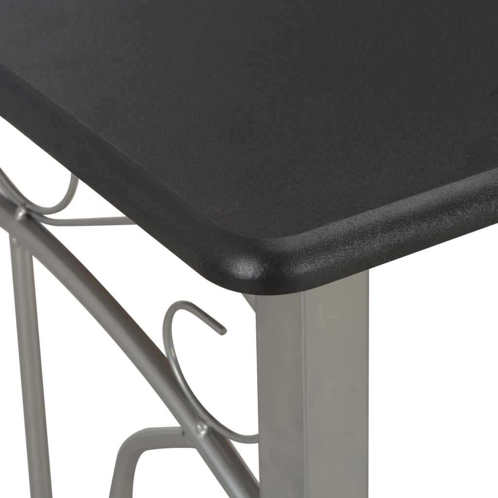 vidaXL Set mobilier de bar, 3 piese, negru, lemn și oțel vidaXL Set mobilier de bar, 3 piese, negru, lemn și oțel
